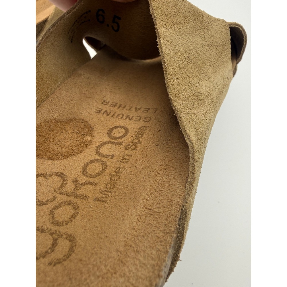 Yokono Tan Suede Crisscross Slide Sandals Made in Spain Genuine Leather 6.5 - Picture 5 of 7